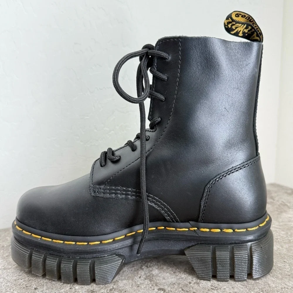NEW Dr Martens Audrick Black Napa Leather Platform Ankle Boots Size EU38 L7